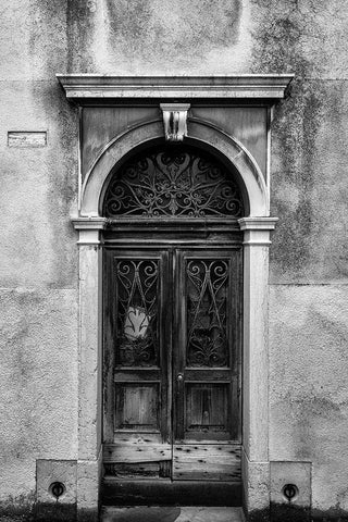 Venetian Door BW Black Ornate Wood Framed Art Print with Double Matting by Head, Danny