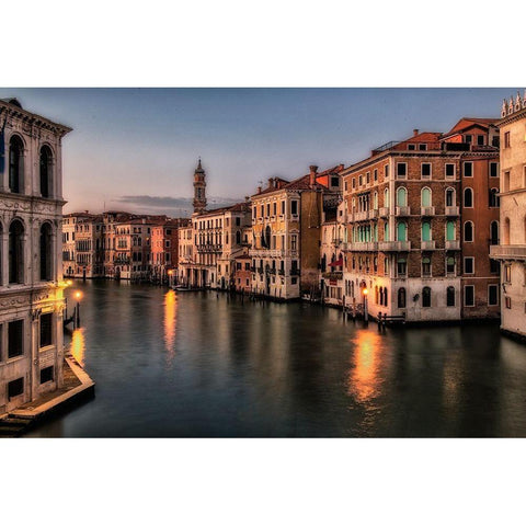 Venice Twilight White Modern Wood Framed Art Print by Head, Danny