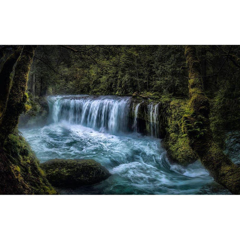 Spirit Falls Panorama Gold Ornate Wood Framed Art Print with Double Matting by Head, Danny