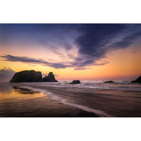 Firey Sunset I White Modern Wood Framed Art Print by Head, Danny
