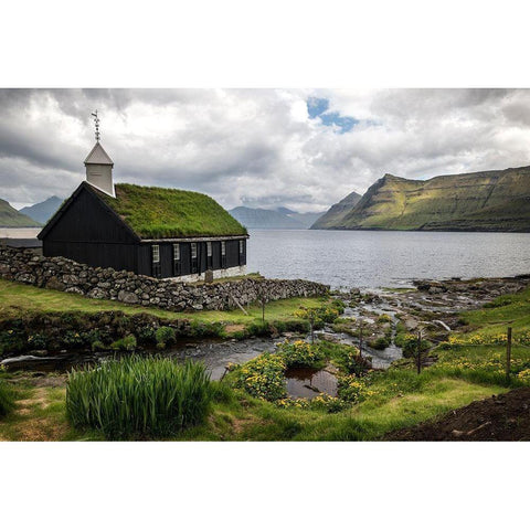 Porkeri Church Black Modern Wood Framed Art Print with Double Matting by Head, Danny