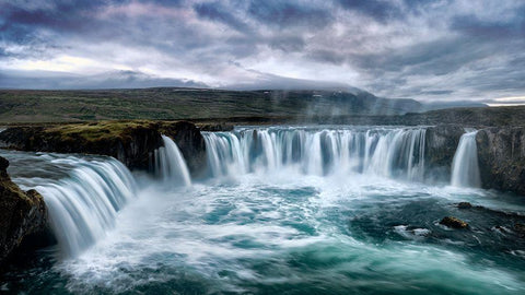 Godafoss Black Ornate Wood Framed Art Print with Double Matting by Head, Danny