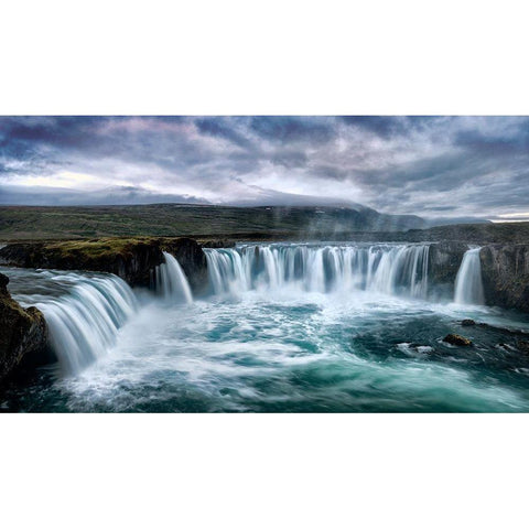 Godafoss Black Modern Wood Framed Art Print by Head, Danny