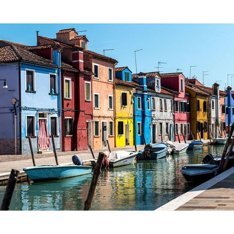 Waking Burano Black Modern Wood Framed Art Print by Head, Danny