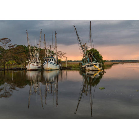 Still Harbor II Gold Ornate Wood Framed Art Print with Double Matting by Head, Danny