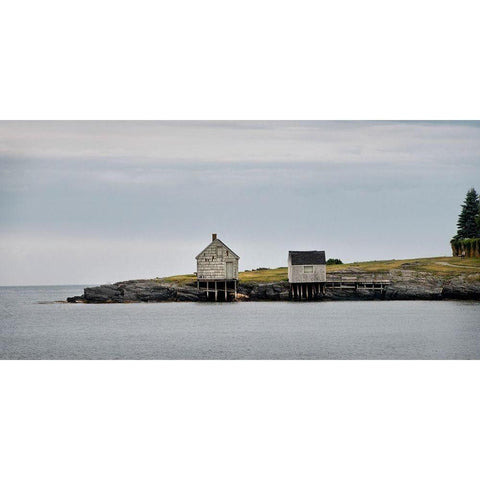 Fishing Shack BandW White Modern Wood Framed Art Print by Head, Danny