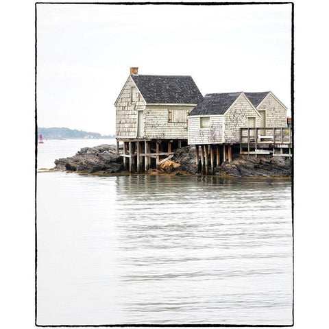 Maine Postcard Black Modern Wood Framed Art Print by Head, Danny