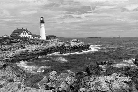 Portland Head White Modern Wood Framed Art Print with Double Matting by Head, Danny