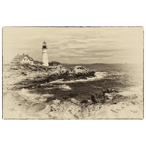 Lighthouse Postcard I Gold Ornate Wood Framed Art Print with Double Matting by Head, Danny