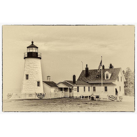 Lighthouse Postcard II Black Modern Wood Framed Art Print with Double Matting by Head, Danny
