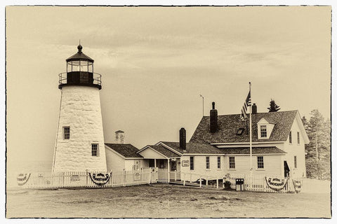 Lighthouse Postcard II White Modern Wood Framed Art Print with Double Matting by Head, Danny