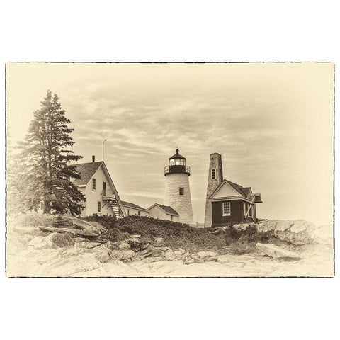 Lighthouse Postcard III Black Modern Wood Framed Art Print with Double Matting by Head, Danny