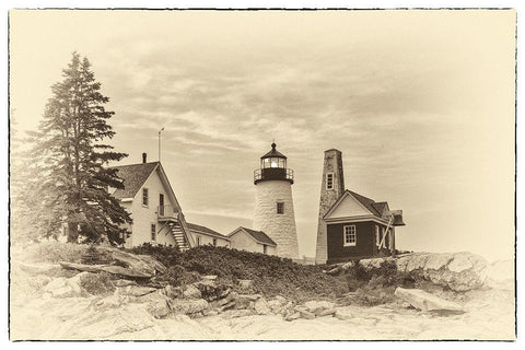 Lighthouse Postcard III Black Ornate Wood Framed Art Print with Double Matting by Head, Danny