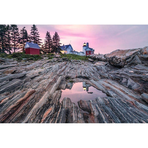 Reflecting Pemaquid Gold Ornate Wood Framed Art Print with Double Matting by Head, Danny