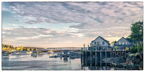 Working Harbor I White Modern Wood Framed Art Print with Double Matting by Head, Danny