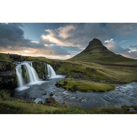 Upper Kirkjufellfoss White Modern Wood Framed Art Print by Head, Danny