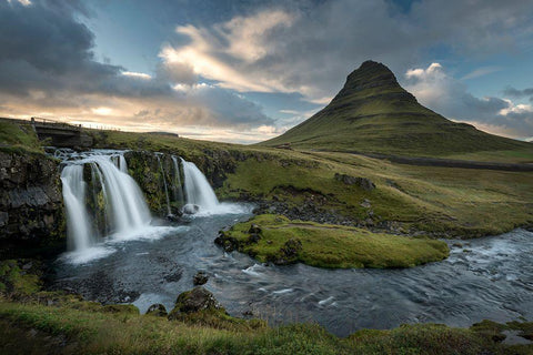 Upper Kirkjufellfoss Black Ornate Wood Framed Art Print with Double Matting by Head, Danny