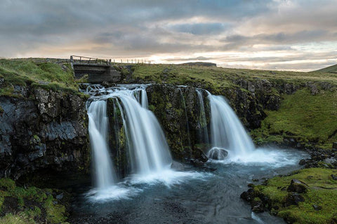 Bridge at Kirkjufellfoss Black Ornate Wood Framed Art Print with Double Matting by Head, Danny