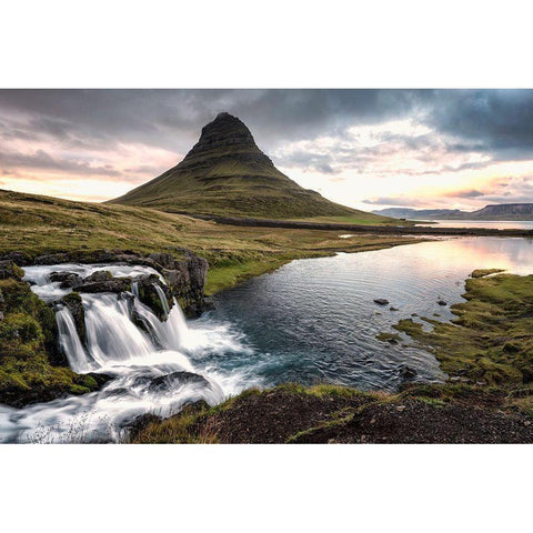 Lower Kirkjufellfoss Gold Ornate Wood Framed Art Print with Double Matting by Head, Danny