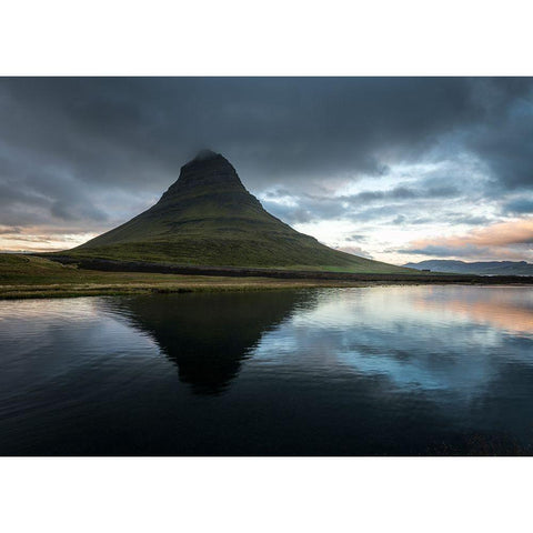 Reflecting Kirkjufell Black Modern Wood Framed Art Print by Head, Danny