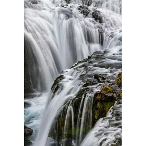 Waterfall Detail White Modern Wood Framed Art Print by Head, Danny