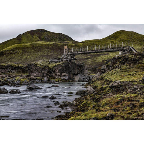 Hikers Bridge II Black Modern Wood Framed Art Print by Head, Danny