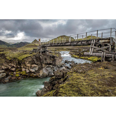 Hikers Bridge III Black Modern Wood Framed Art Print by Head, Danny