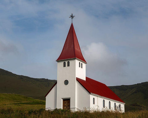Church at Vik I White Modern Wood Framed Art Print with Double Matting by Head, Danny