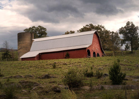 Barn at Bush Farms White Modern Wood Framed Art Print with Double Matting by Head, Danny