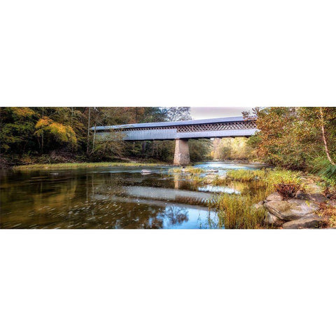 Covered Bridge Panorama Gold Ornate Wood Framed Art Print with Double Matting by Head, Danny