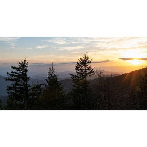 Mountain Sunset Gold Ornate Wood Framed Art Print with Double Matting by Head, Danny