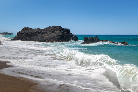 Beaking Surf I White Modern Wood Framed Art Print with Double Matting by Head, Danny