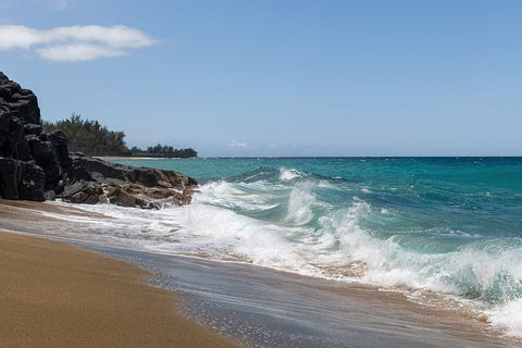 Breaking Surf V White Modern Wood Framed Art Print with Double Matting by Head, Danny