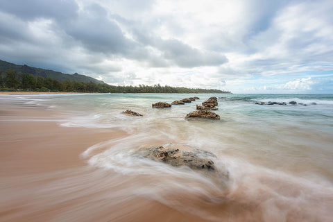 Anahola I Black Ornate Wood Framed Art Print with Double Matting by Head, Danny