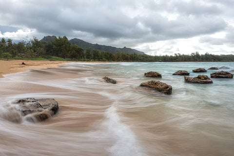 Anahola II White Modern Wood Framed Art Print with Double Matting by Head, Danny