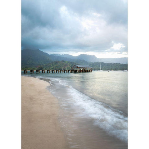 Hanalei Pier I White Modern Wood Framed Art Print by Head, Danny