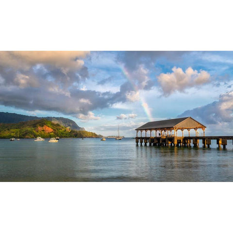 Hanalei Rainbow I Black Modern Wood Framed Art Print with Double Matting by Head, Danny