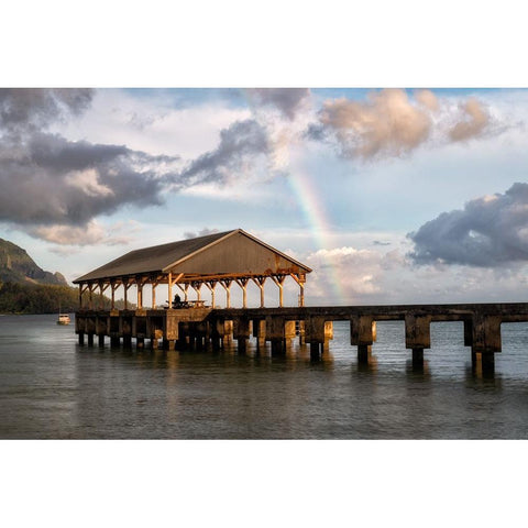 Hanalei Rainbow II Gold Ornate Wood Framed Art Print with Double Matting by Head, Danny