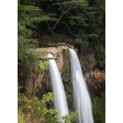 Wailua Falls Black Modern Wood Framed Art Print with Double Matting by Head, Danny