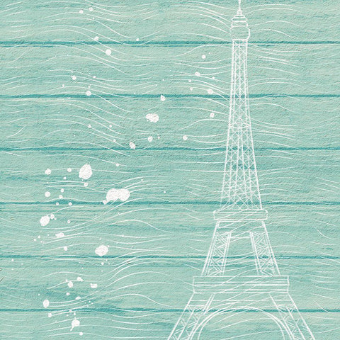 Cyan Paris White Modern Wood Framed Art Print by Aesthete