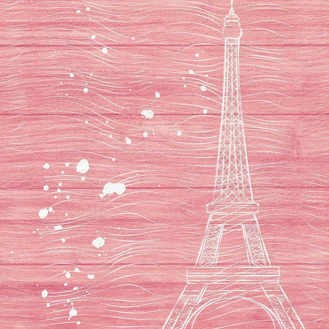 Pink Paris White Modern Wood Framed Art Print by Aesthete