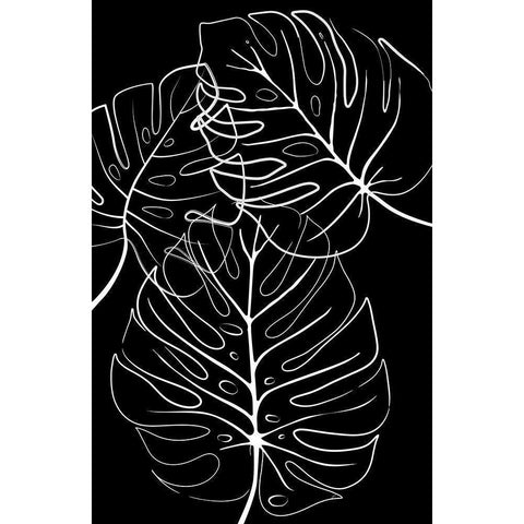 Ink Leaves Black White Modern Wood Framed Art Print by Aesthete