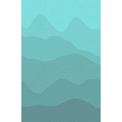 Cyan Mountains Black Modern Wood Framed Art Print with Double Matting by Aesthete