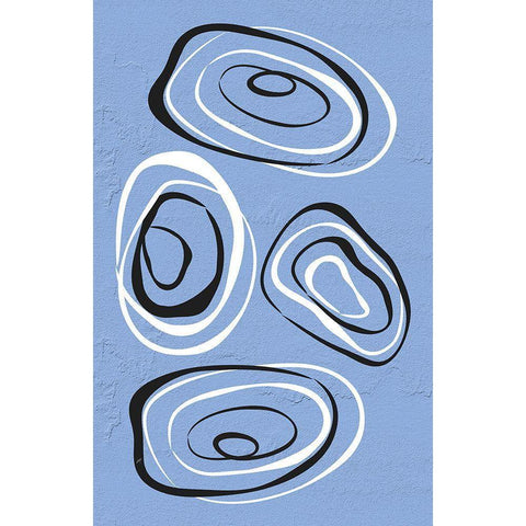 Water Circles Blue Black Modern Wood Framed Art Print with Double Matting by Aesthete