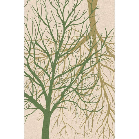 Twin Tree White Modern Wood Framed Art Print by Aesthete