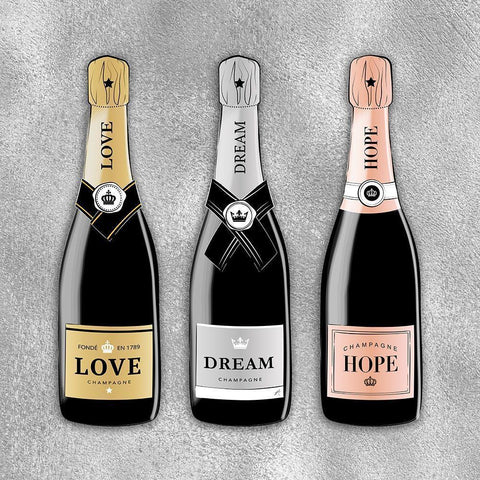 Champagne Set Black Modern Wood Framed Art Print by Aesthete