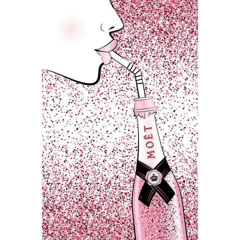 Moet Drink Pink Black Modern Wood Framed Art Print with Double Matting by Aesthete