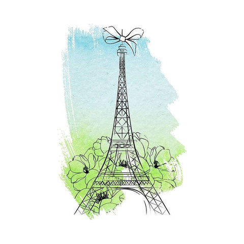 Eiffel Tower White Modern Wood Framed Art Print by Aesthete