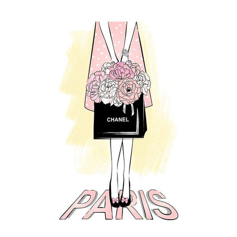 Paris Girl White Modern Wood Framed Art Print by Aesthete