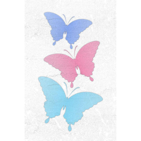 Pastel Butterflies White Modern Wood Framed Art Print by Aesthete